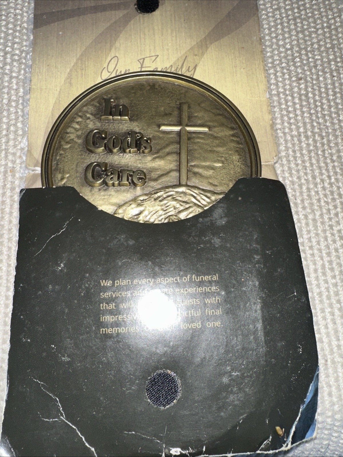 Batesville LifeStories “In God’s Care” Bronze Casket Medallion Funeral Magnet
