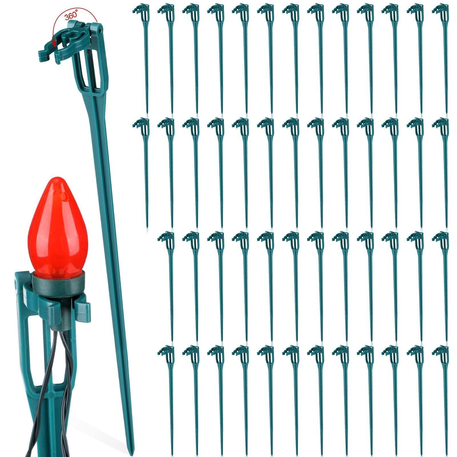 Christmas Plastic Light Stakes 15” Tall Xmas Yard Stakes for C7 C9 Christmas…