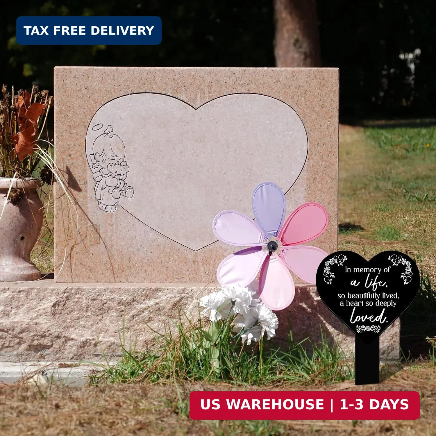 Sieral Memorial Grave Markers Heart Shaped Remembrance Plaque Stake Memorial Gar