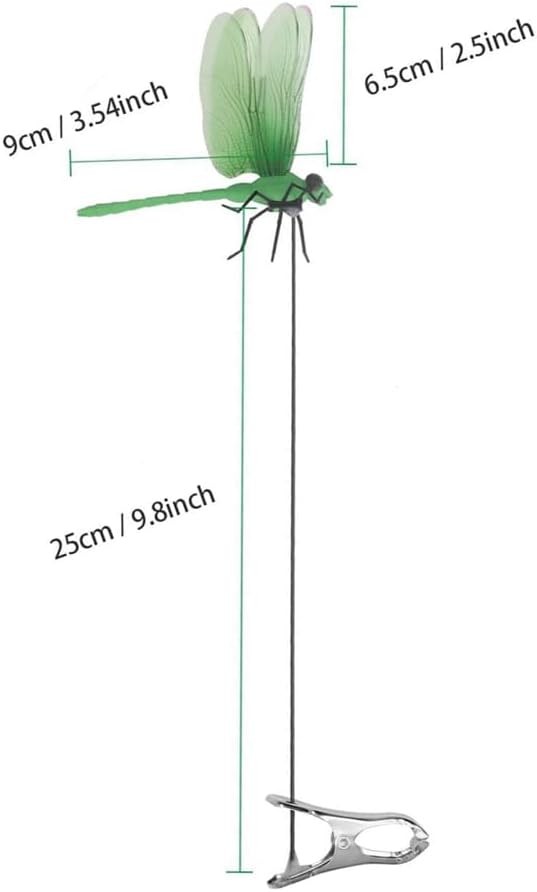 6 Pack Dragonfly Clip,3D Dragonfly Garden Stakes Decor,Fly Deterrent,Dragonfly