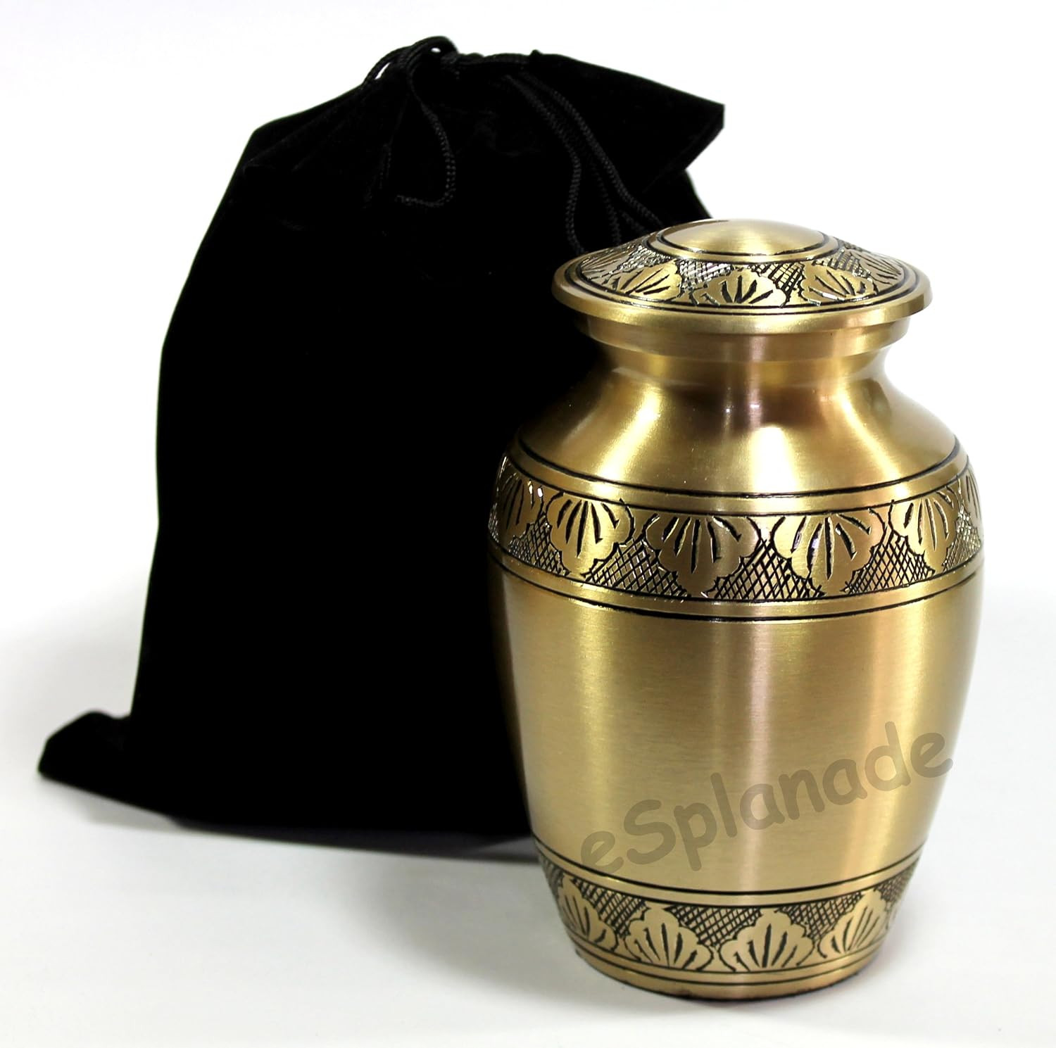 Brass Cremation Urn Memorial Jar Pot Container | Medium Size Urn for Funeral Ash
