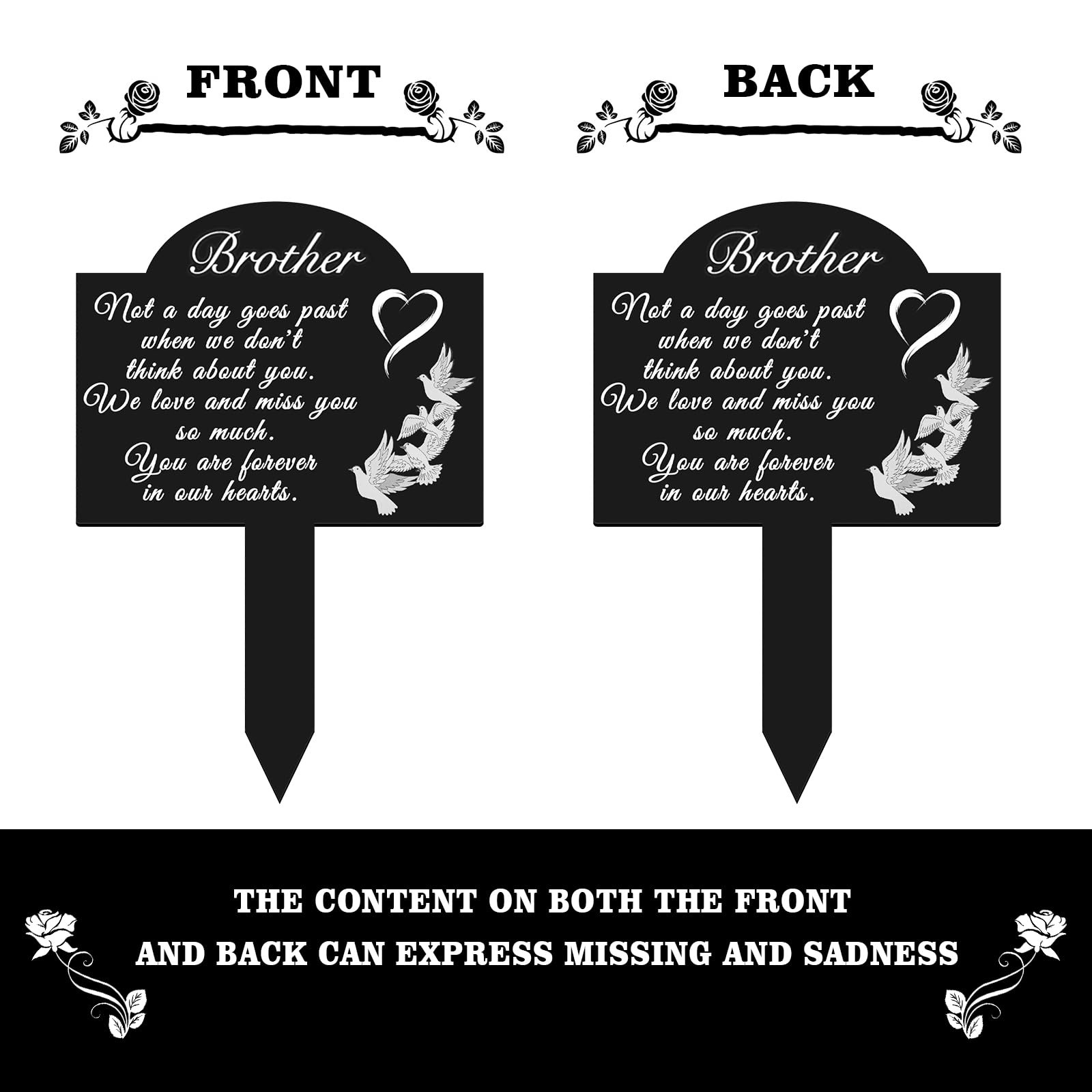 Grave Marker for Brother – Metal Cemetery Decoration, Weatherproof Tribute