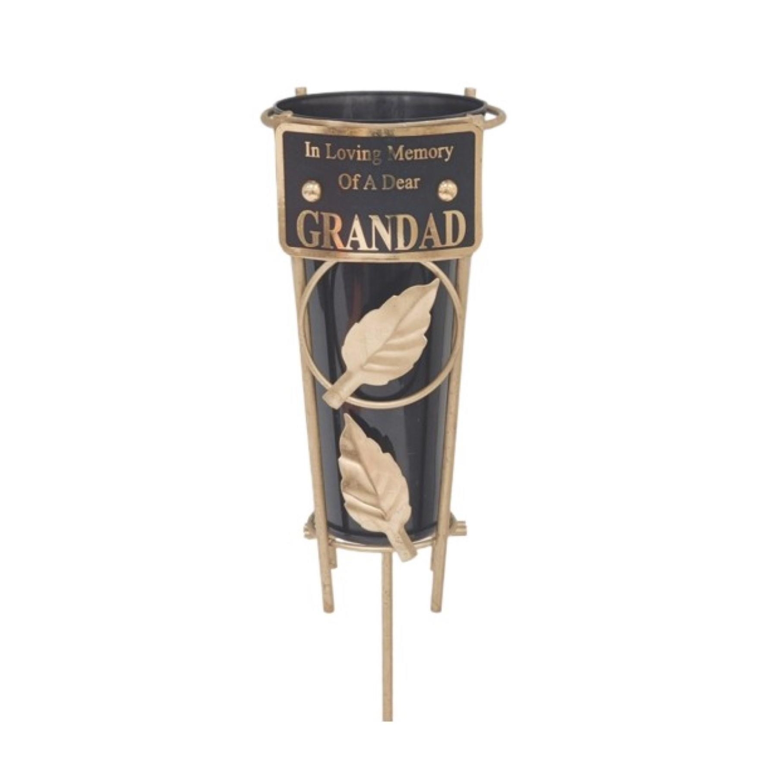 Black Graveside Memorial Flower Vase with Gold Stand – Grandad