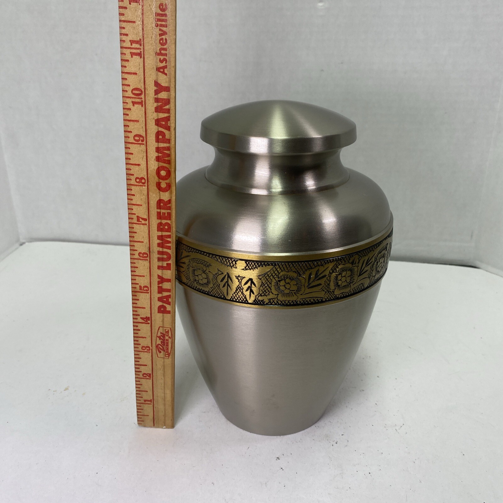 Pewter Finish Adult Large Metal Cremation Urn – Solid Brass- Screw top lid