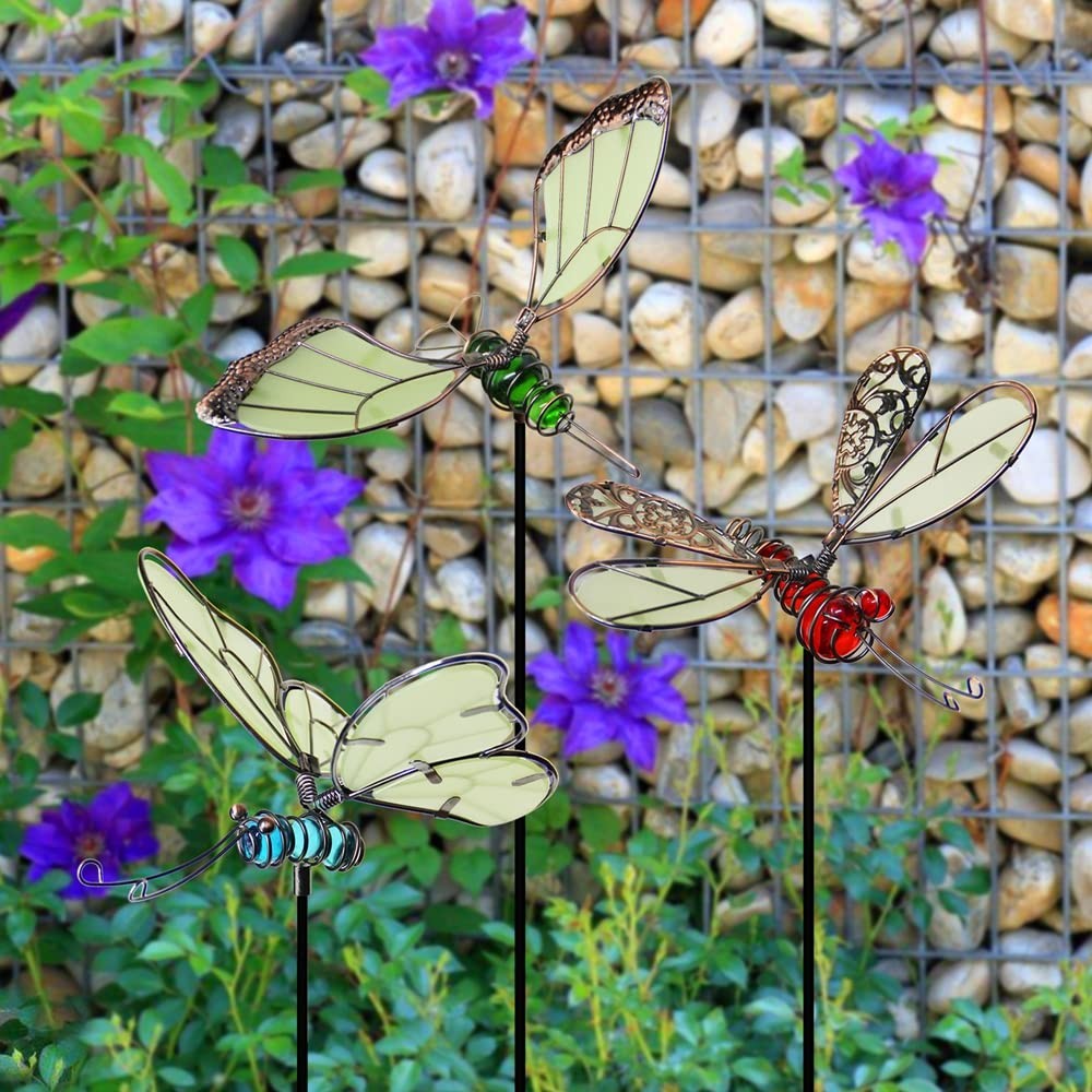 20 Inch Butterfly Garden Stakes Decor, Dragonfly Stakes, Hummingbird Glow in …