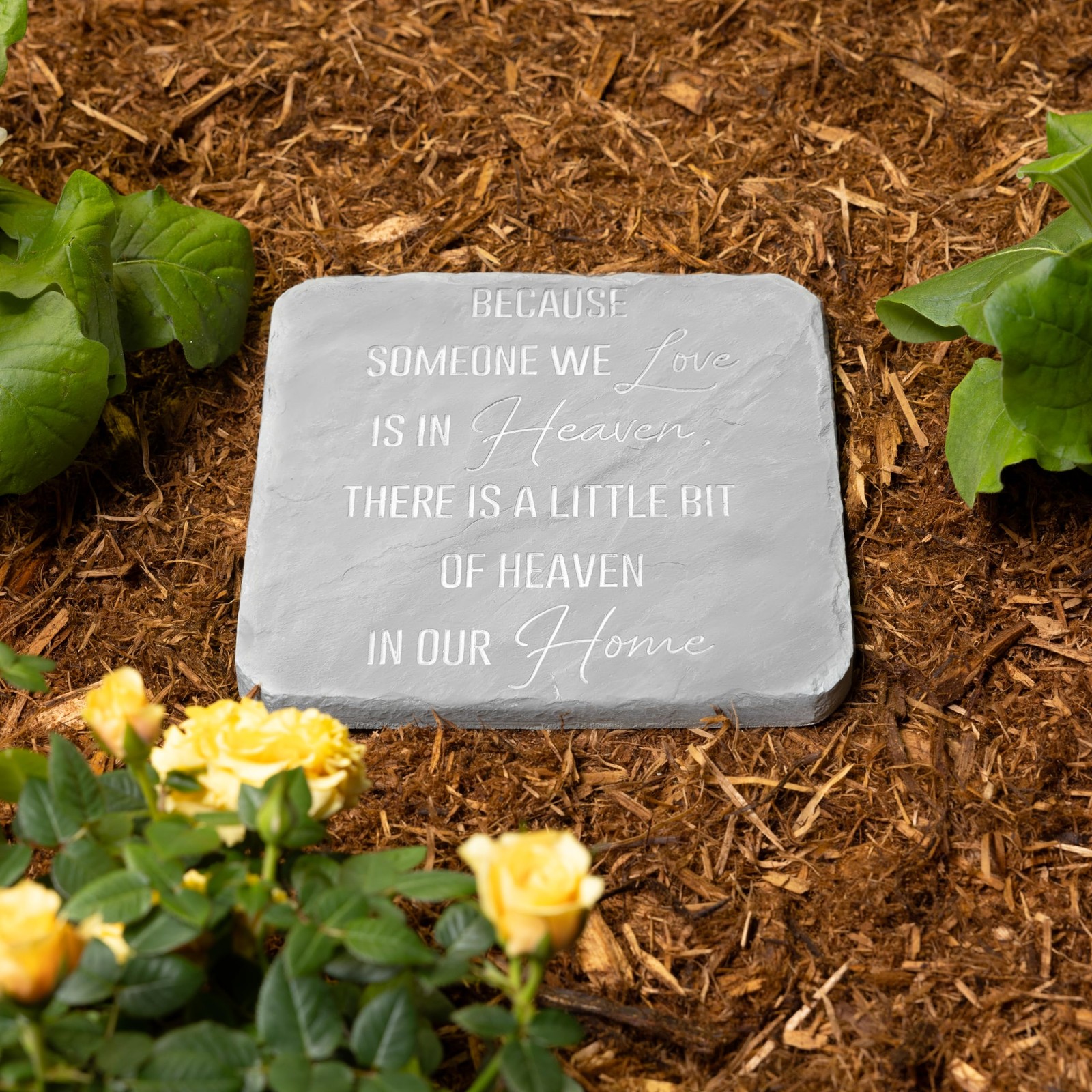 – Heaven in Our Home – 7.75″ x 7.75″ Indoor Outdoor Cement Weatherproof Remem…
