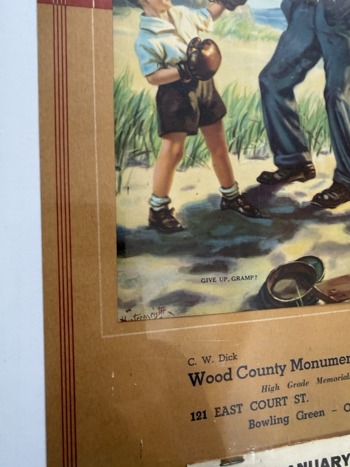 1939 Wood County Monumental Works Old Vintage Calendar Cemetery Memorial Grave