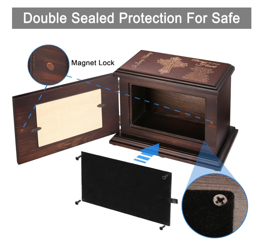 Cremation Memorial Urns for Human Ashes Adult Male Female Urns Box (XL – Walnut)