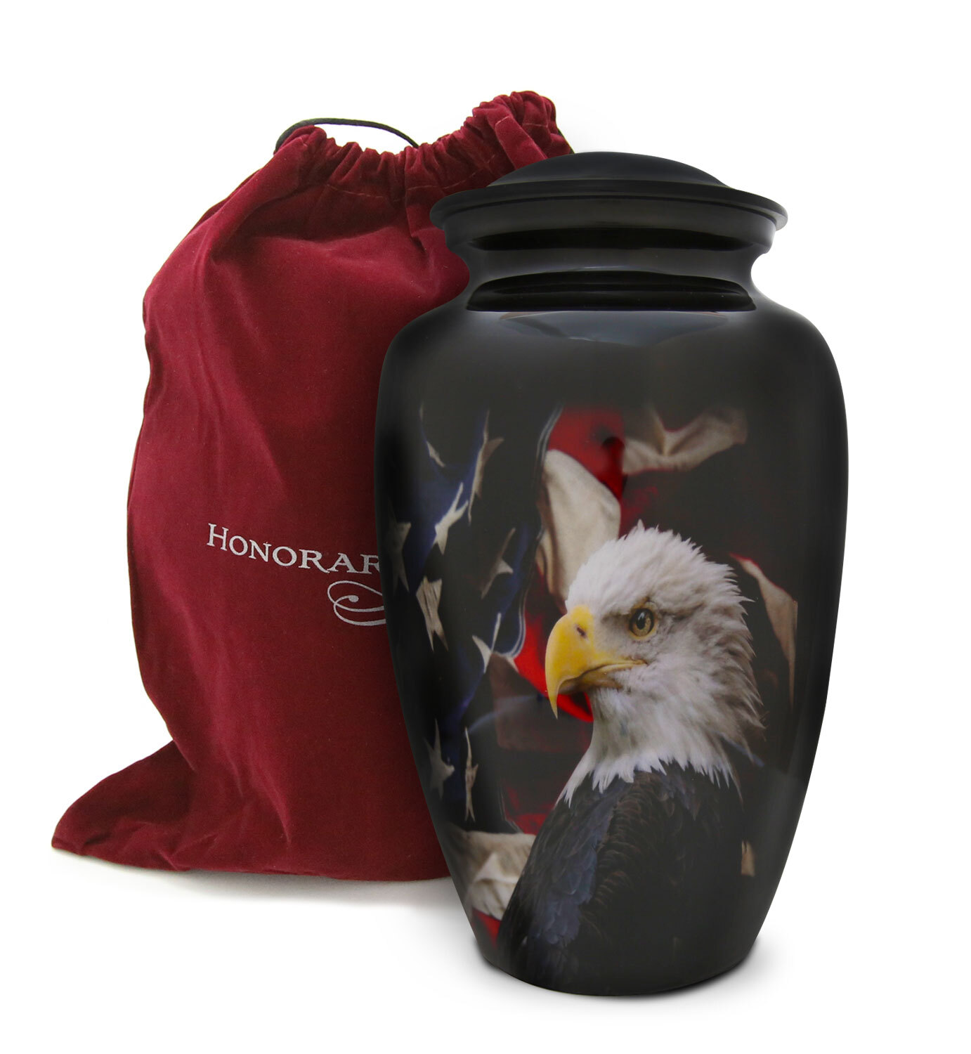 Honorary Memorials Patriotic Hearts Eagle Urn for Human Ashes – Bag Included
