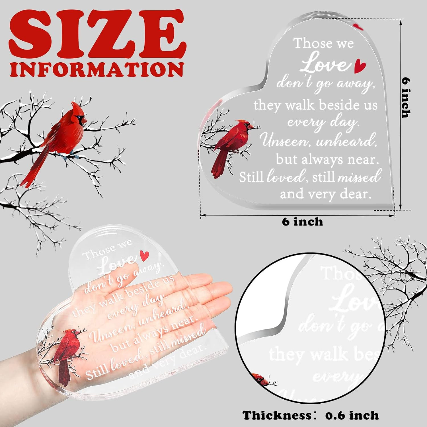 Memorial Gifts for Loss of Father Mother Red Cardinal Memorial Bereavement