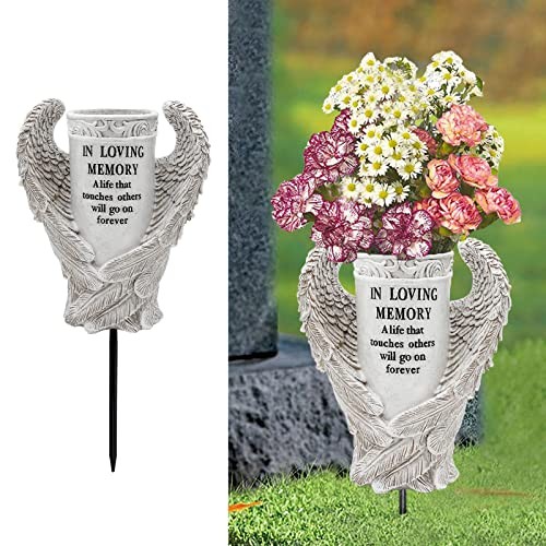 BAYN Grave Decorations for Cemetery, Angels Vases with Spikes for Garden Wing