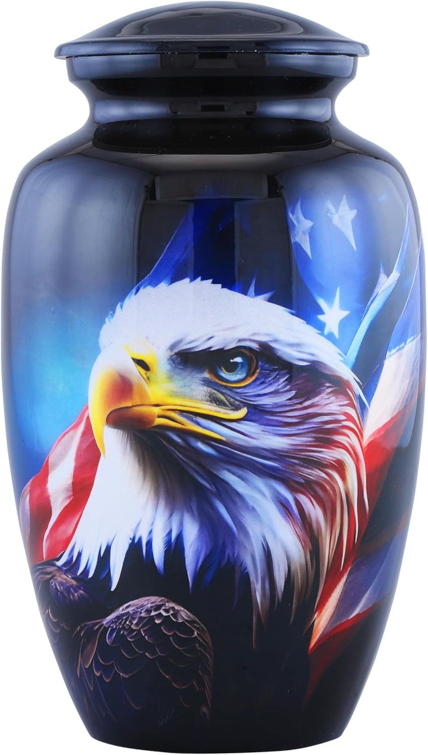 Magical Eagle American Flag Cremation Urn for Veterans with Velvet Bag