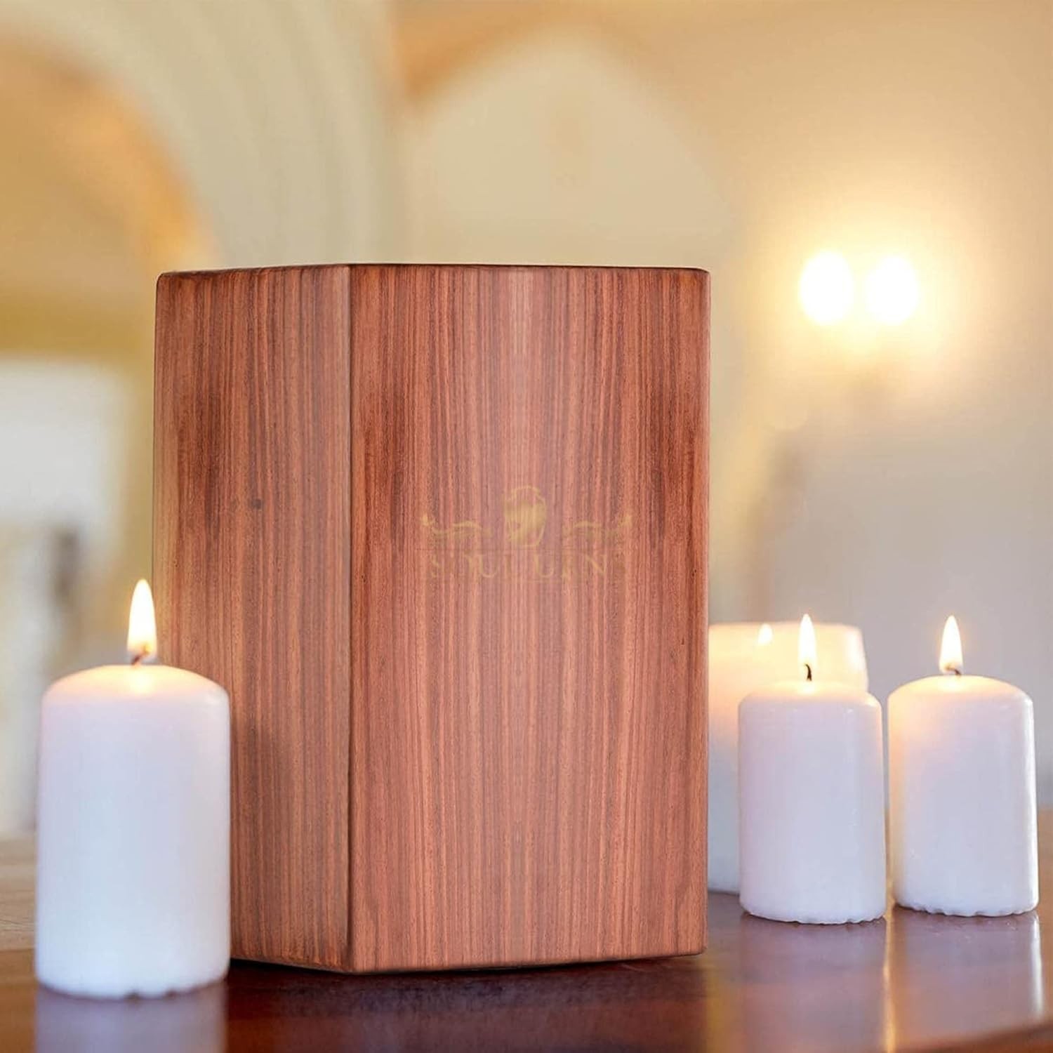 Cremation Urn for Human Ashes Adult Male Female, Solid Rosewood Wooden Urn Box