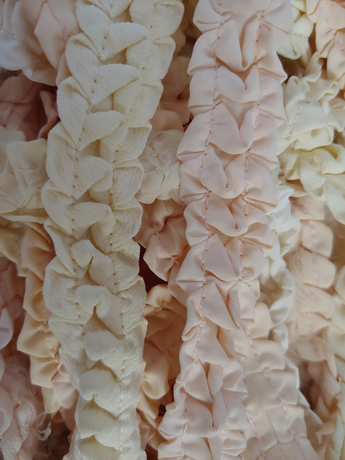 VTG CASKET RIBBON TRIM🌺FUNERAL DECORATION Cream Pink Blue 1940-50 3 LG Hanks