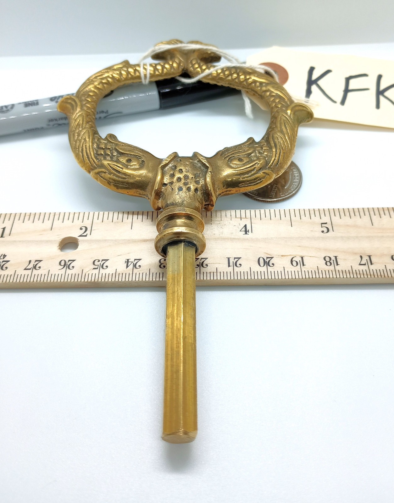 Ornate Brass Casket Key / Coffin Key