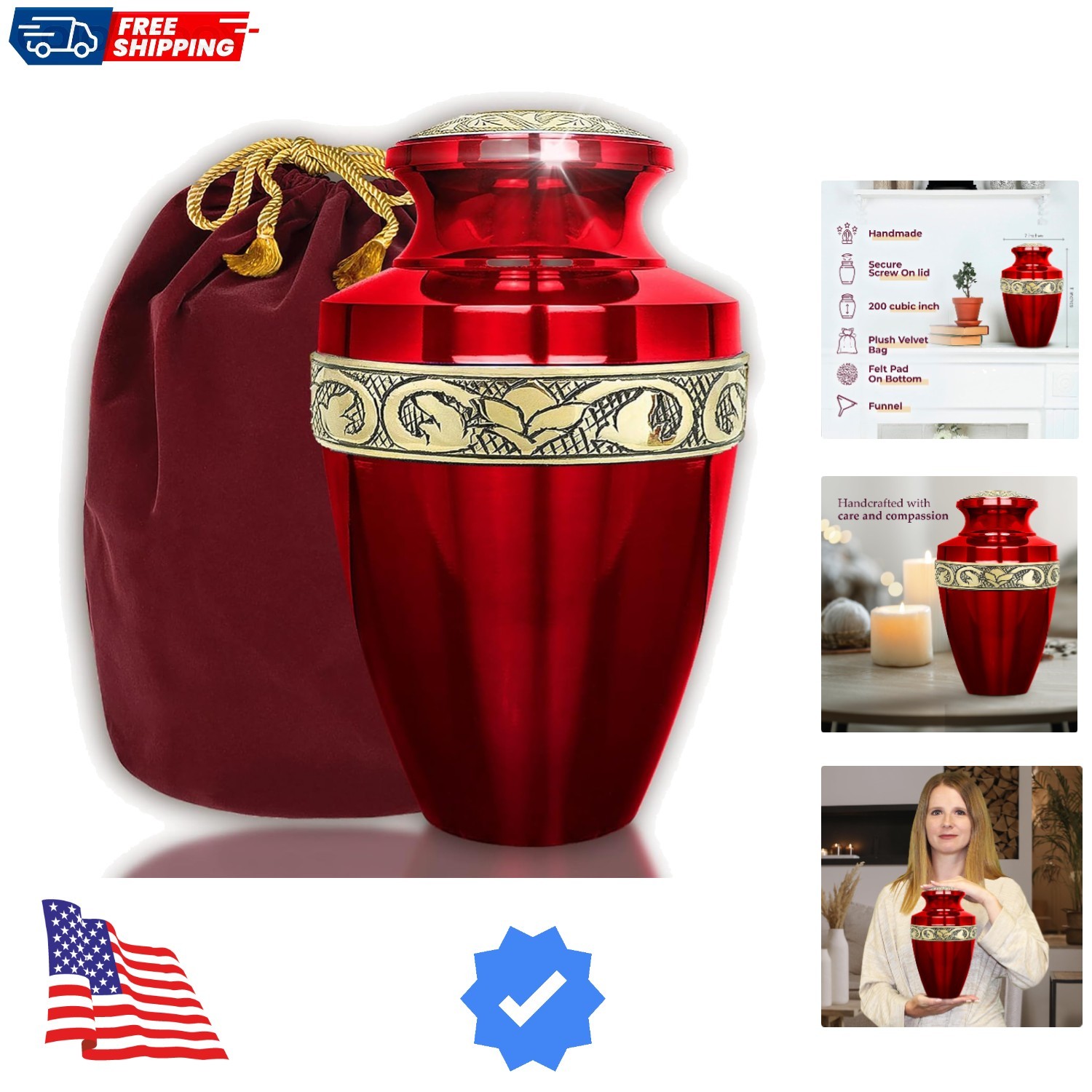 Cremation Urns for Human Ashes, Decorative Burial Urn for Adult Men and Women…
