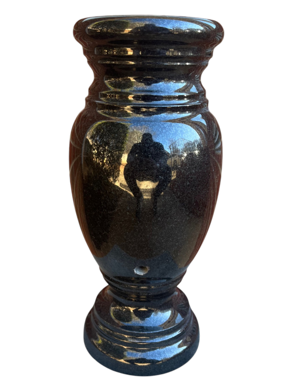 Cemetery Memorial Granite Round Vase Black 4.5″ x 10″ polished
