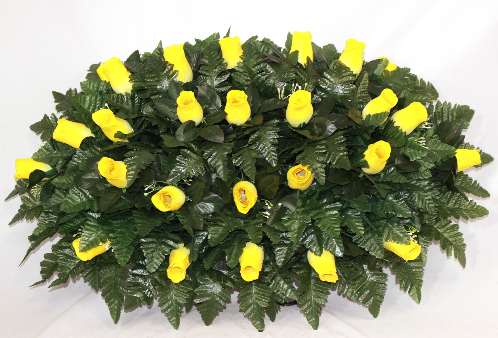 XL Handcrafted Yellow Closed Roses Cemetery Flower Headstone Arrangement