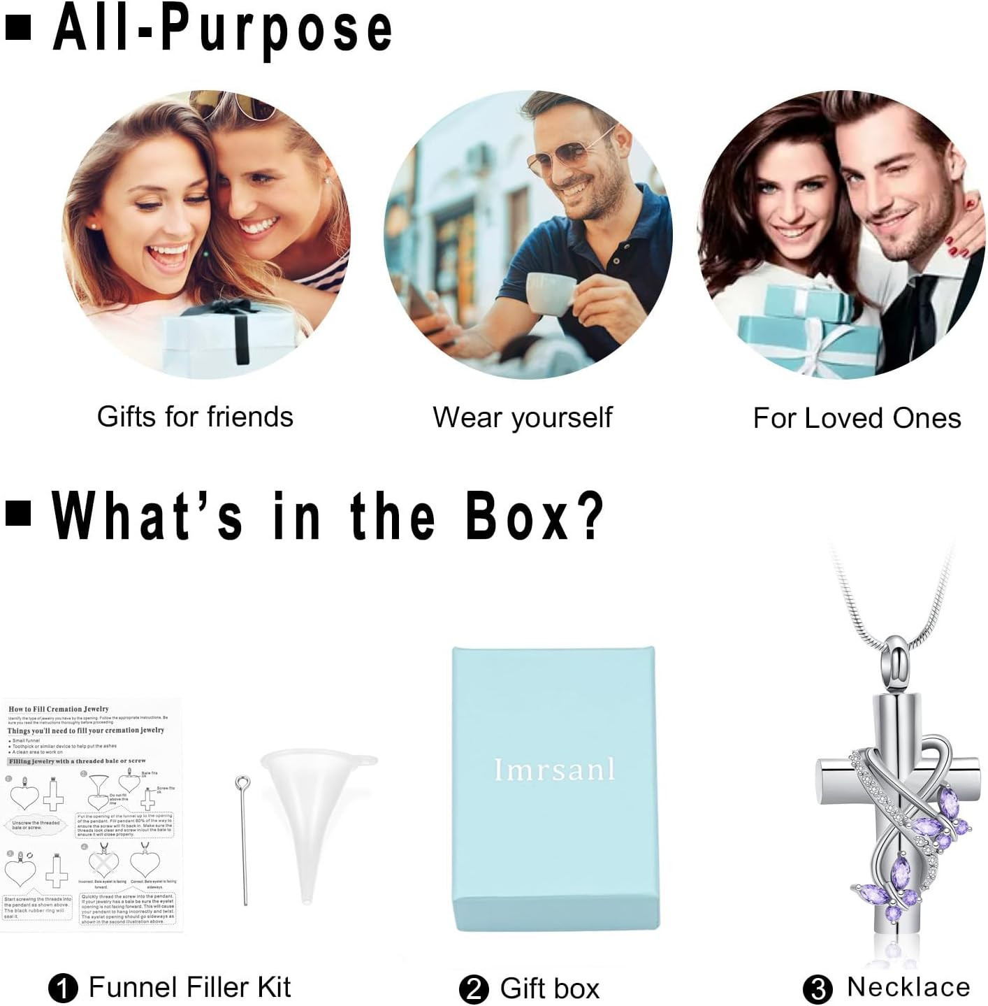 Butterfly Cross Urn Necklace for Ashes Men Women Cremation Jewelry Ashes Pendant