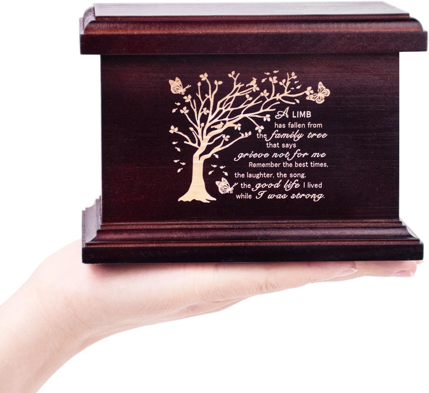 6 Inch Small Wooden Urn for Human Ashes – Keepsake Urn for Men & Women, Funeral