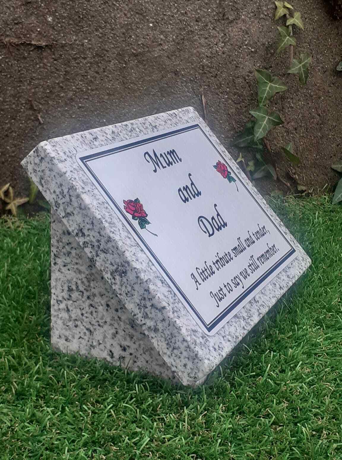 Personalised Granite Memorial Grave Plaque Slanted Headstone Cemetery Stone 12×9