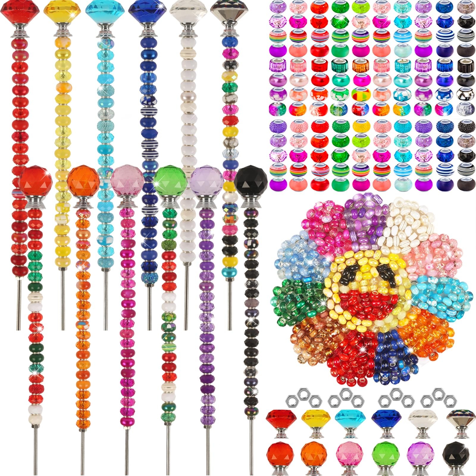 300 Pcs Garden Stakes Diy Fairy Wand Garden Stakes Kit, Colorful Large Hole B…