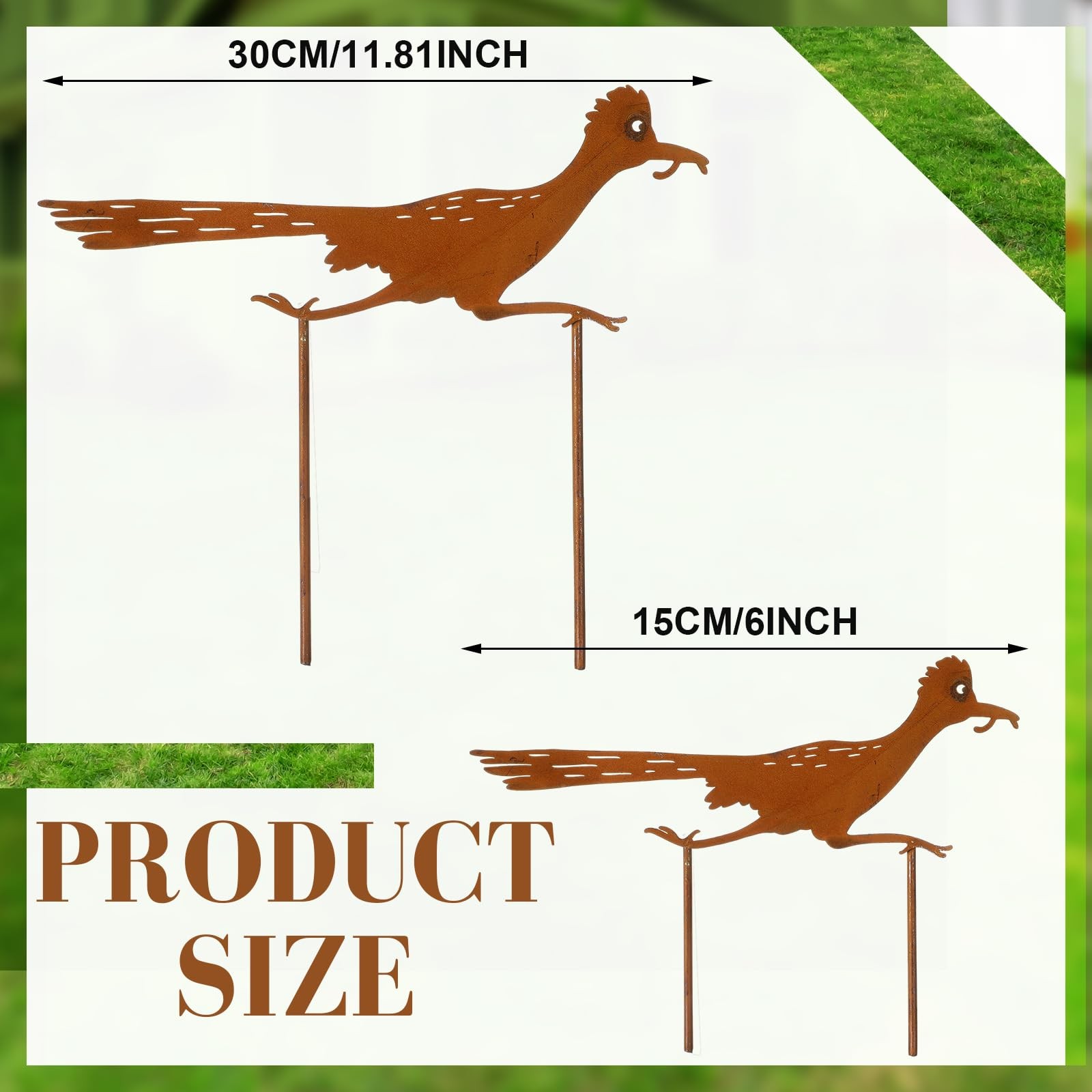 4 Pcs Metal Roadrunner Yard Art Southwest Decor Roadrunner Rusty Paint Garden…