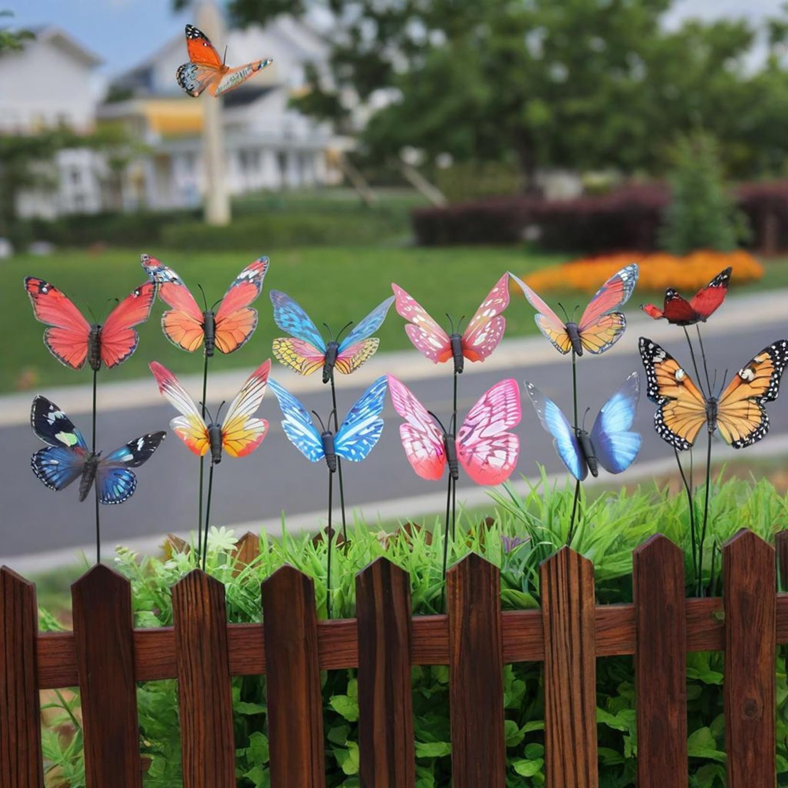 Double-Layer Butterfly Garden Posts, 30pcs Colorful Butterfly Decorations for…