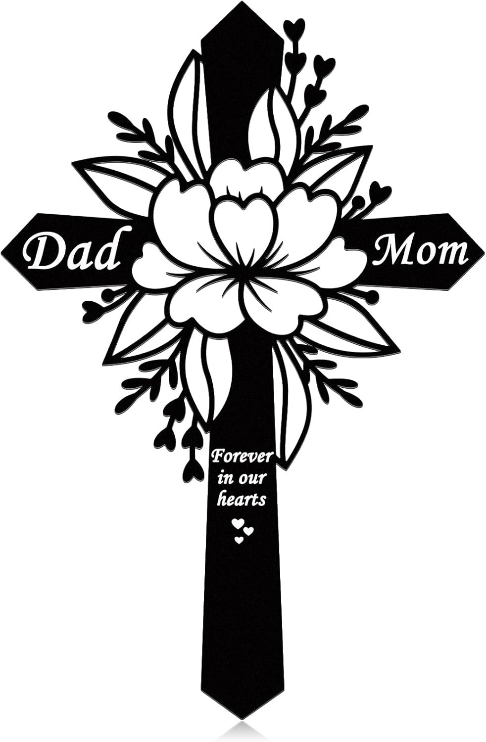 Dad and Mom Memorial Plaque Stake – Cemetery Flower Decorations – Metal Grave St