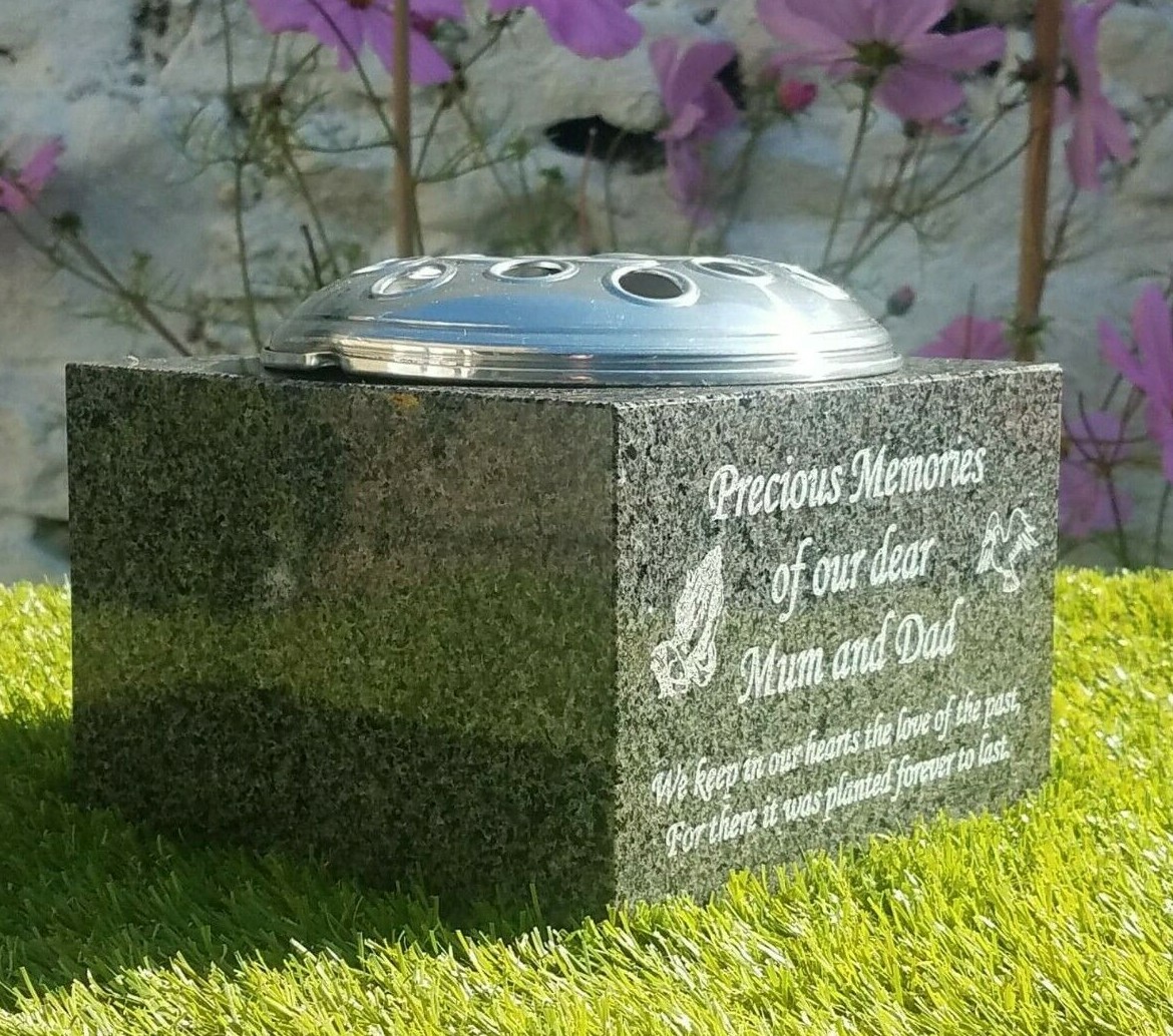 Personalised Granite Memorial Vase Grave Pot Flower Holder Cemetery Grave Vase