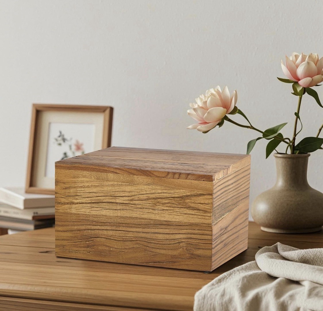 Rustic Barn Wood Cremation Urn Adult Human Ashes Solid Wood Burial Memorial Box