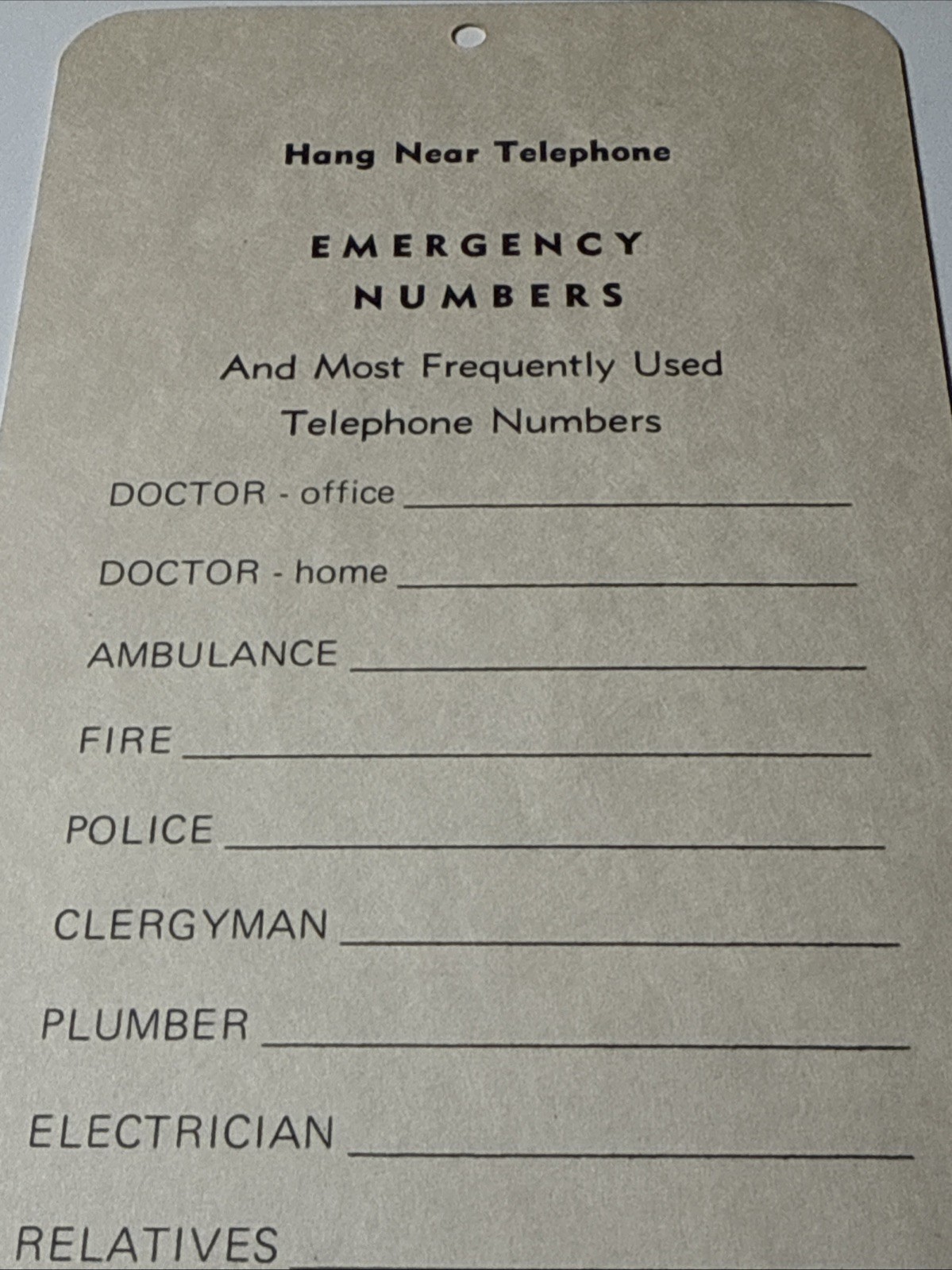 PANEBAKER FUNERAL HOME Advertising Calendar Hanover PA Emergency Numbers 1982