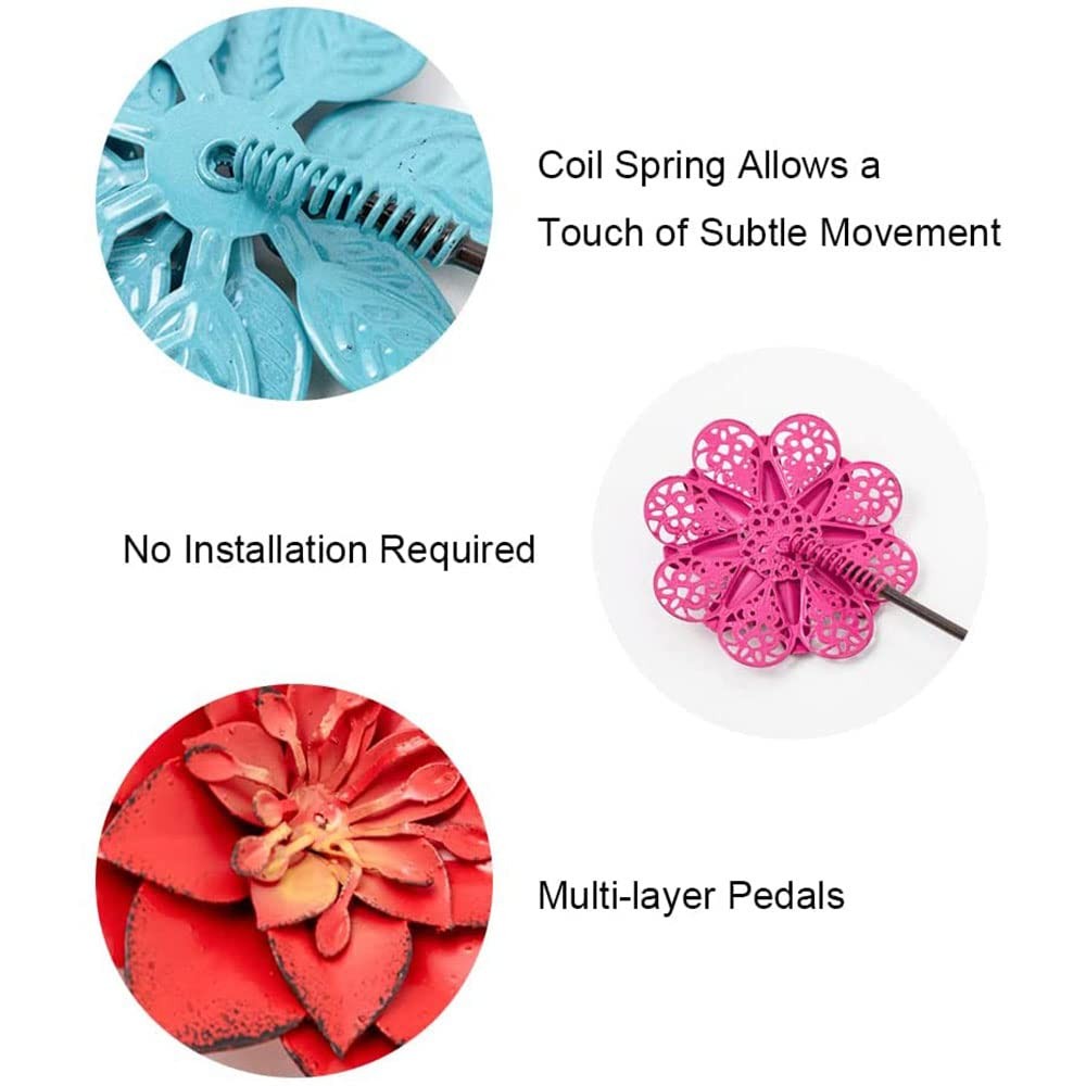 Garden Decor for Outside, 6 Pack Flower Garden Stakes Outdoor Decor Metal Sha…
