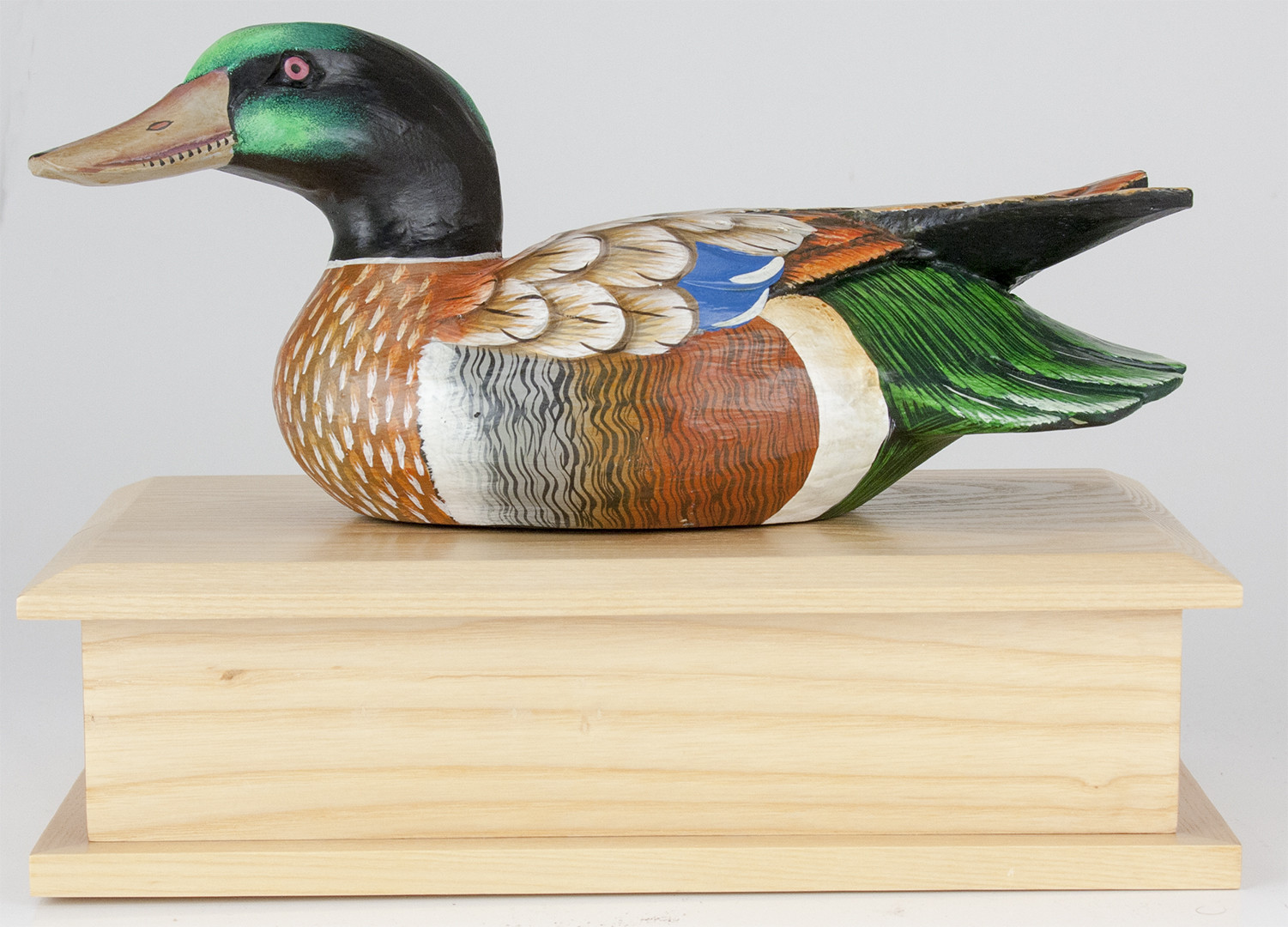 165 Cubic Ins Duck Decoy Urn – Male Coloring/Light Ash Box for Cremation Ashes