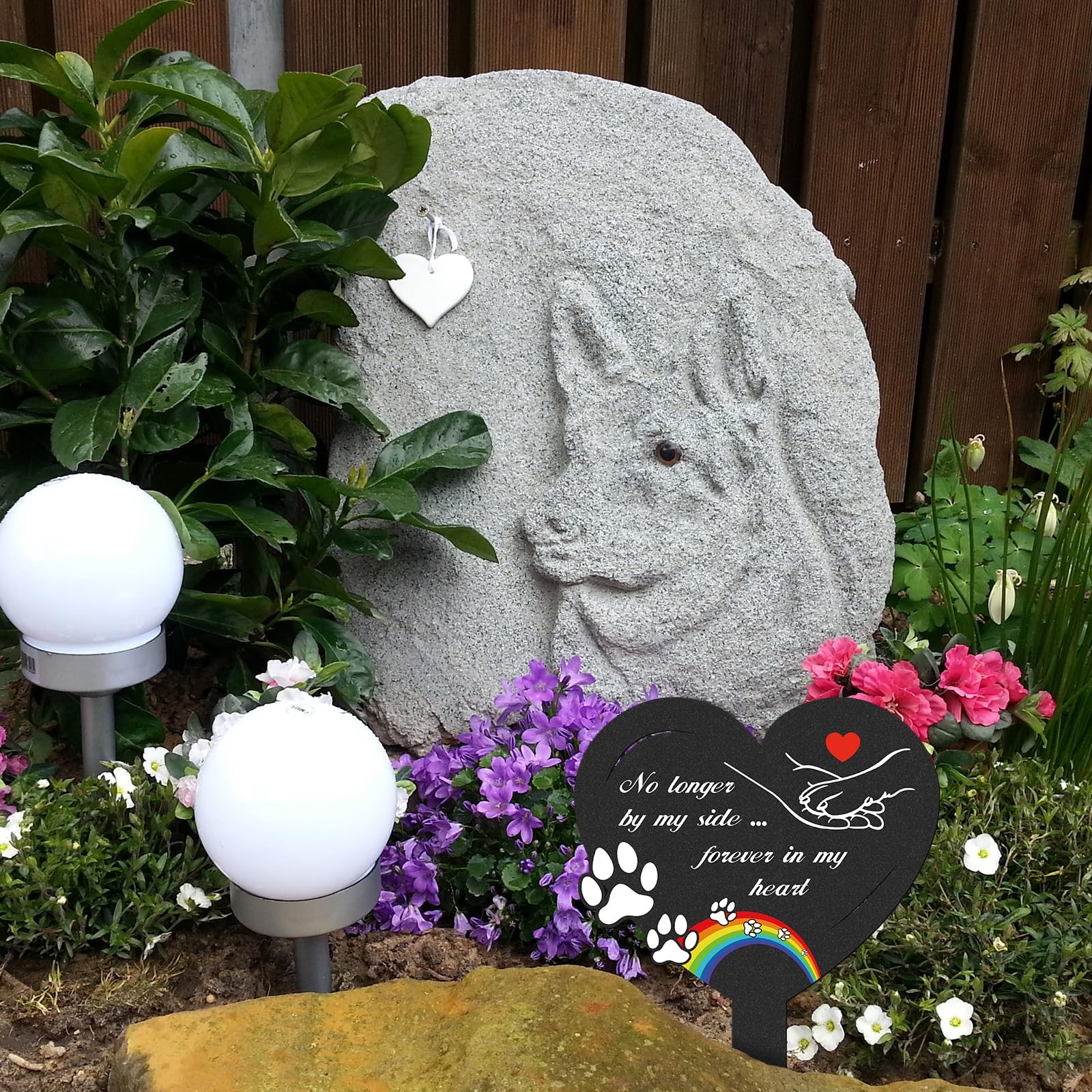 Dog Memorial Grave Stakes – Metal Pets Lover Cemetery Markers Decorations for Hu