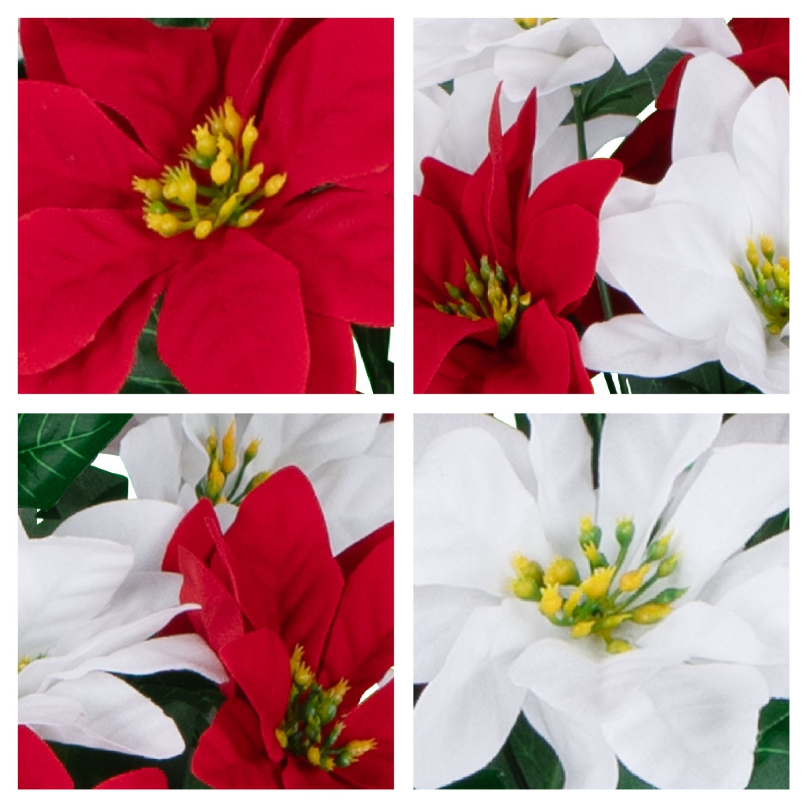 Artificial Cemetery Flowers – Red and White Poinsettias Bouquet
