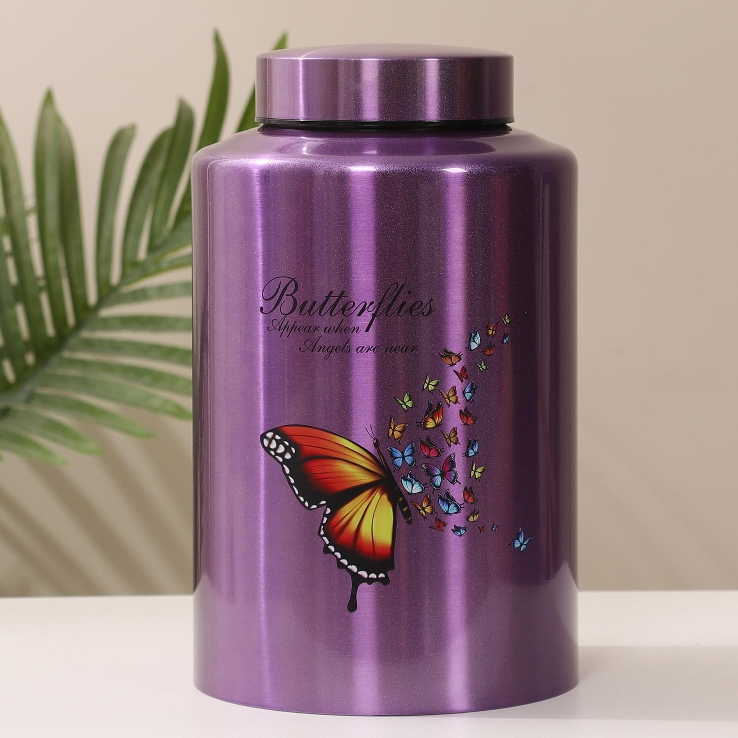 Urns for Human Ashes Adult Female Up to 220 lbs,Purple Butterfly Urn Purple