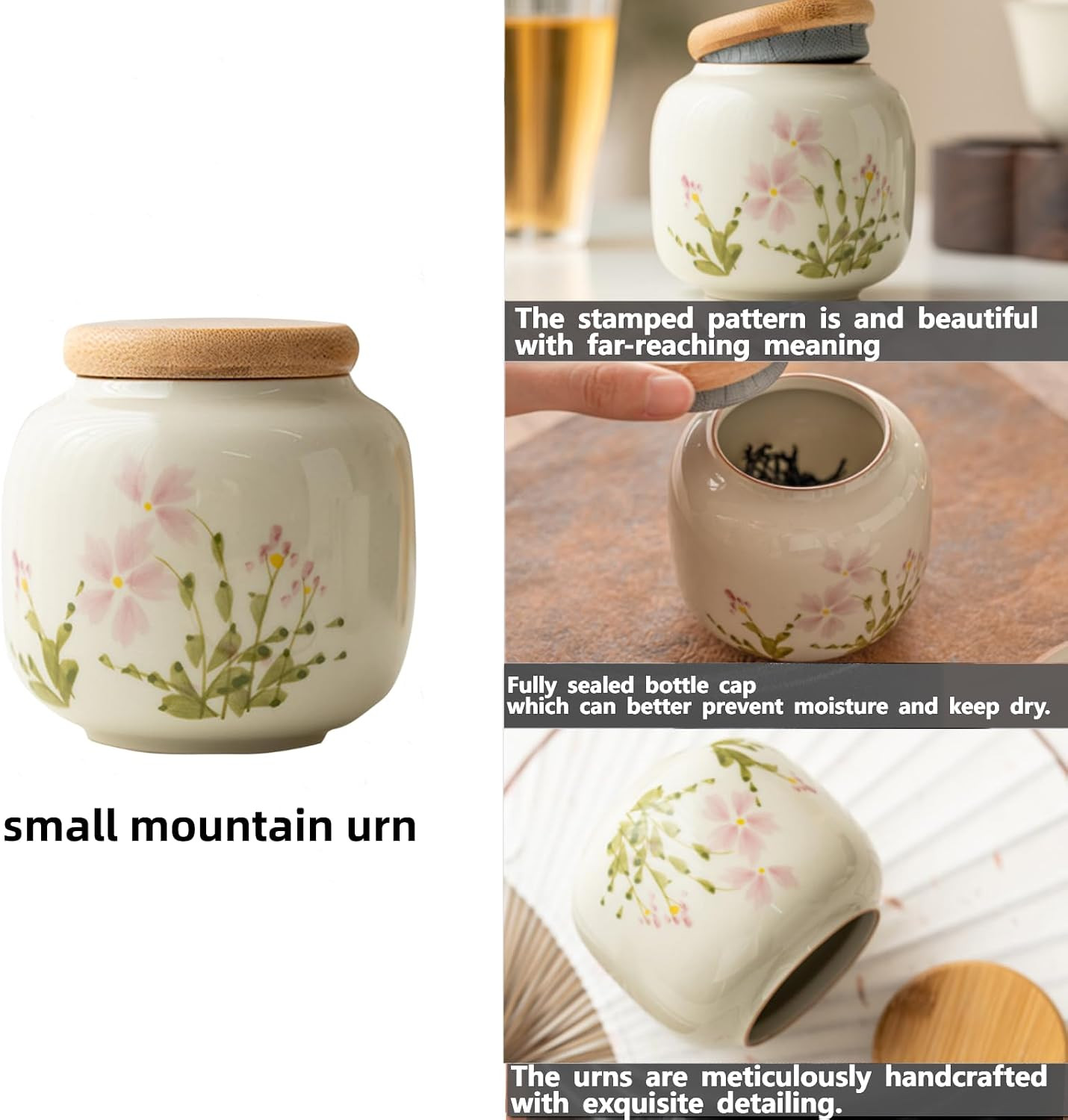 Small Urn Ashes Keepsake Daisy Flower Ceramic 3Inhigh 10Cubic Inches | 10 Lb Dec