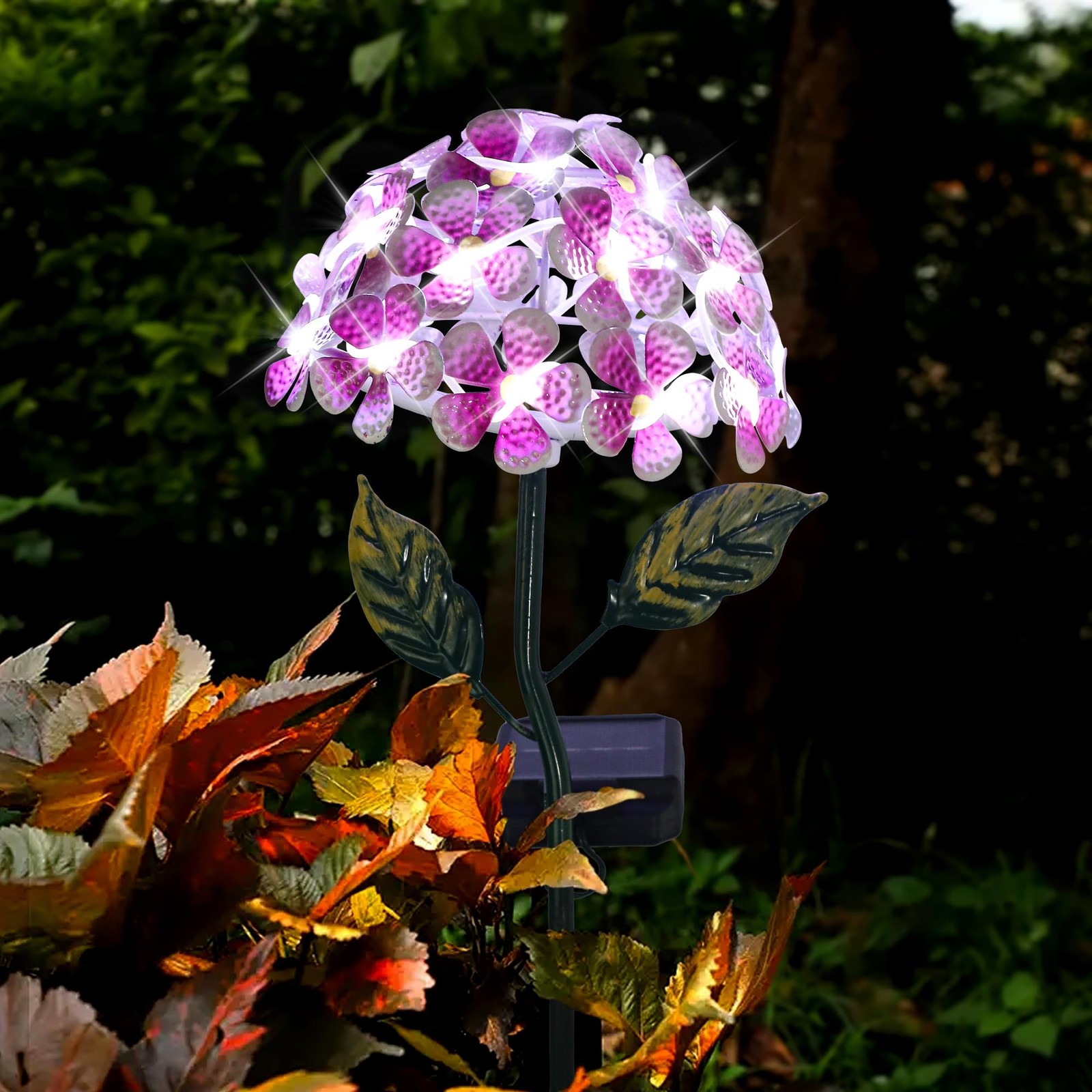 Solar Hydrangea Garden Light with 26 LEDs and Metal Stake 3 Colors Available