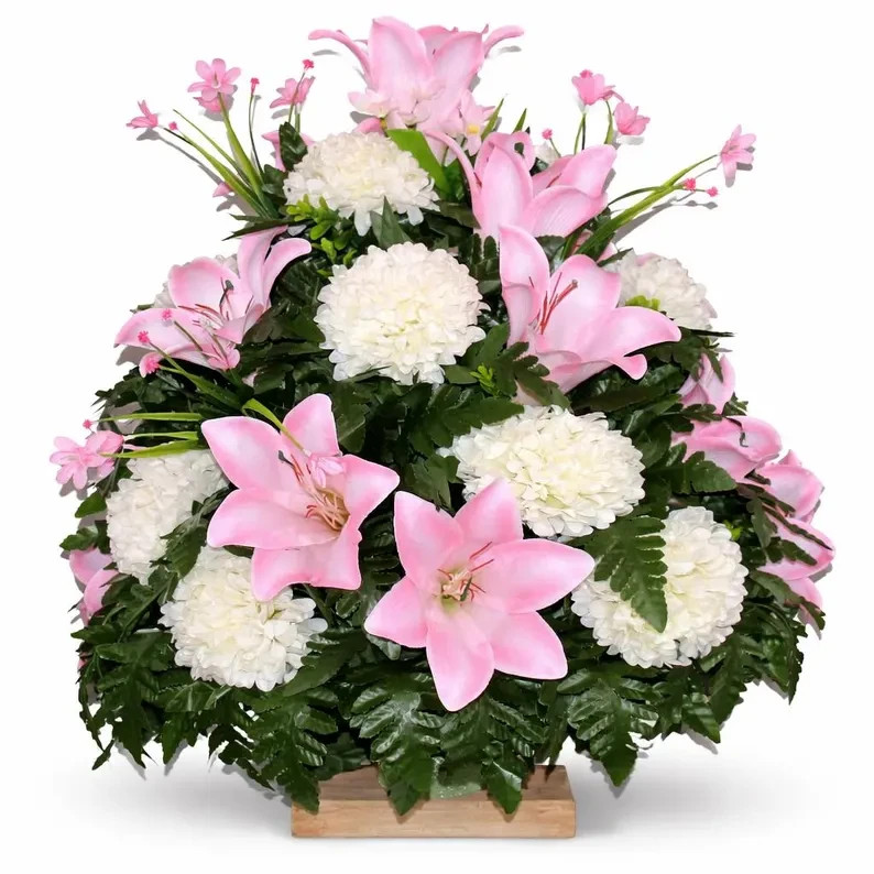 XL Handmade Spring Mixture-360 Degree-Cemetery Flower Arrangement – Artificial
