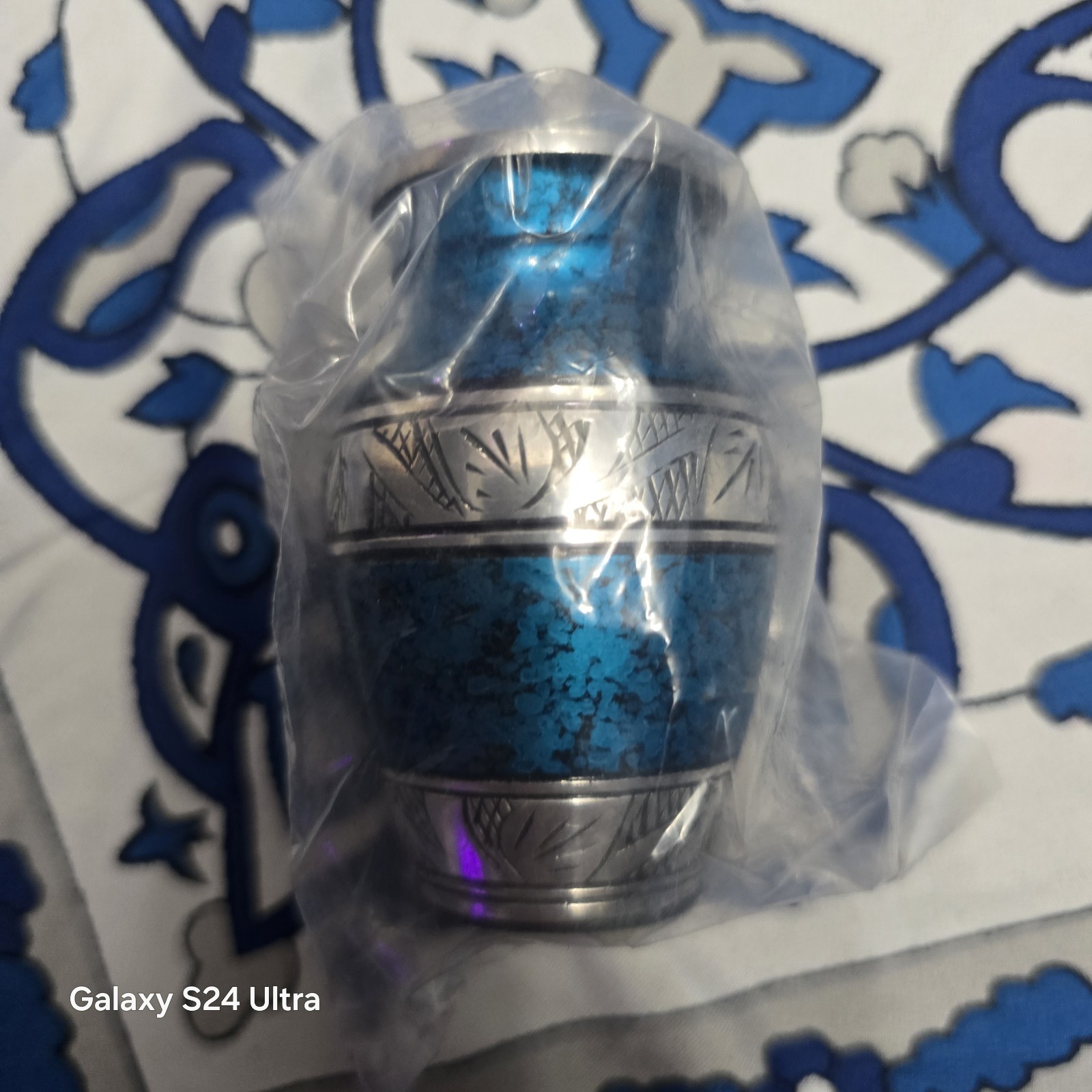 Solace Forever Blue Urn for Human Or Pet Ashes – Mini Memorial Urn Blue