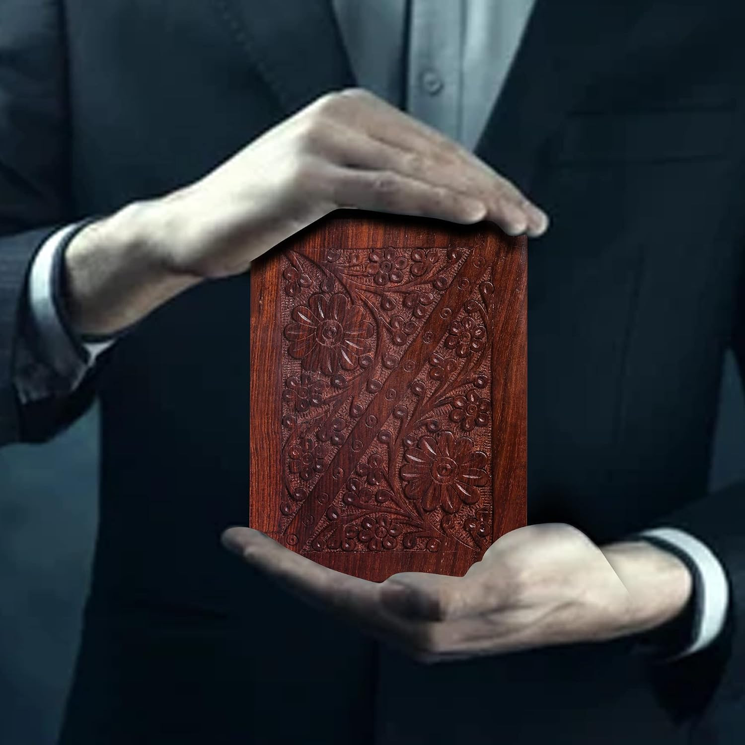 Wooden Urn Box for Human Ashes, Cremation Funeral Urns Hand Carving Decorative U