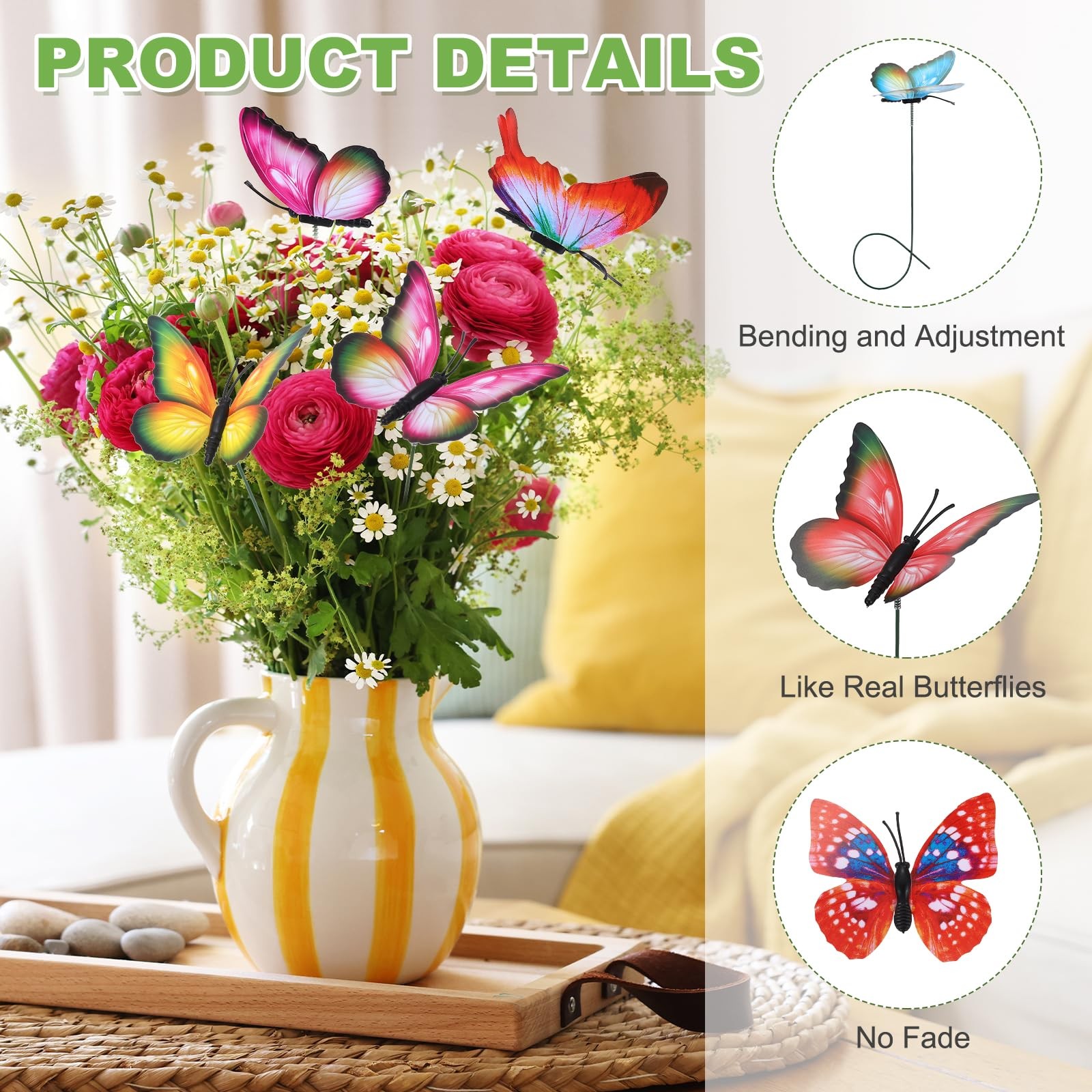 36pcs Waterproof Butterfly Stakes for Indoor Outdoor Garden Decor
