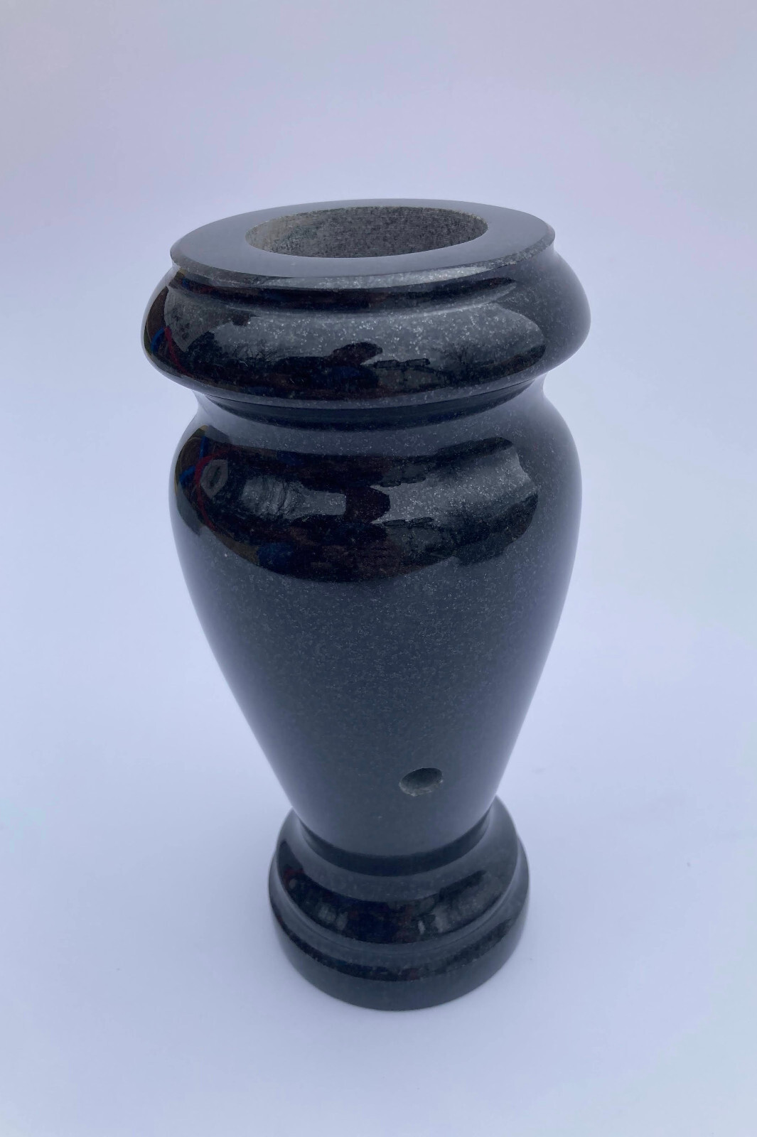 Turned Round Granite Vase Black (4×8) Cemetery Funeral Memorial