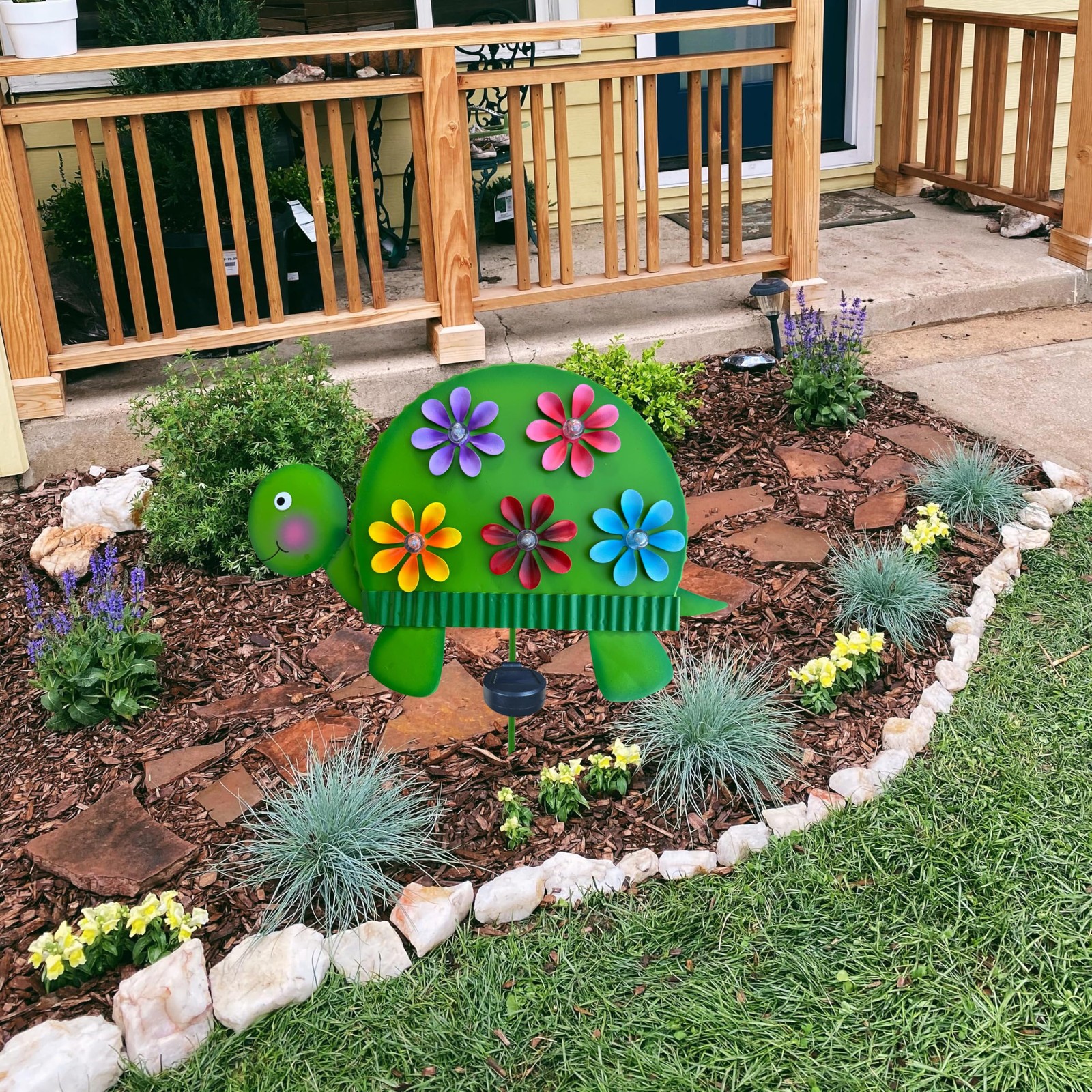 Solar Garden Stake Outdoor Decor – Metal Turtle Solar Lights with 5 Colorful …