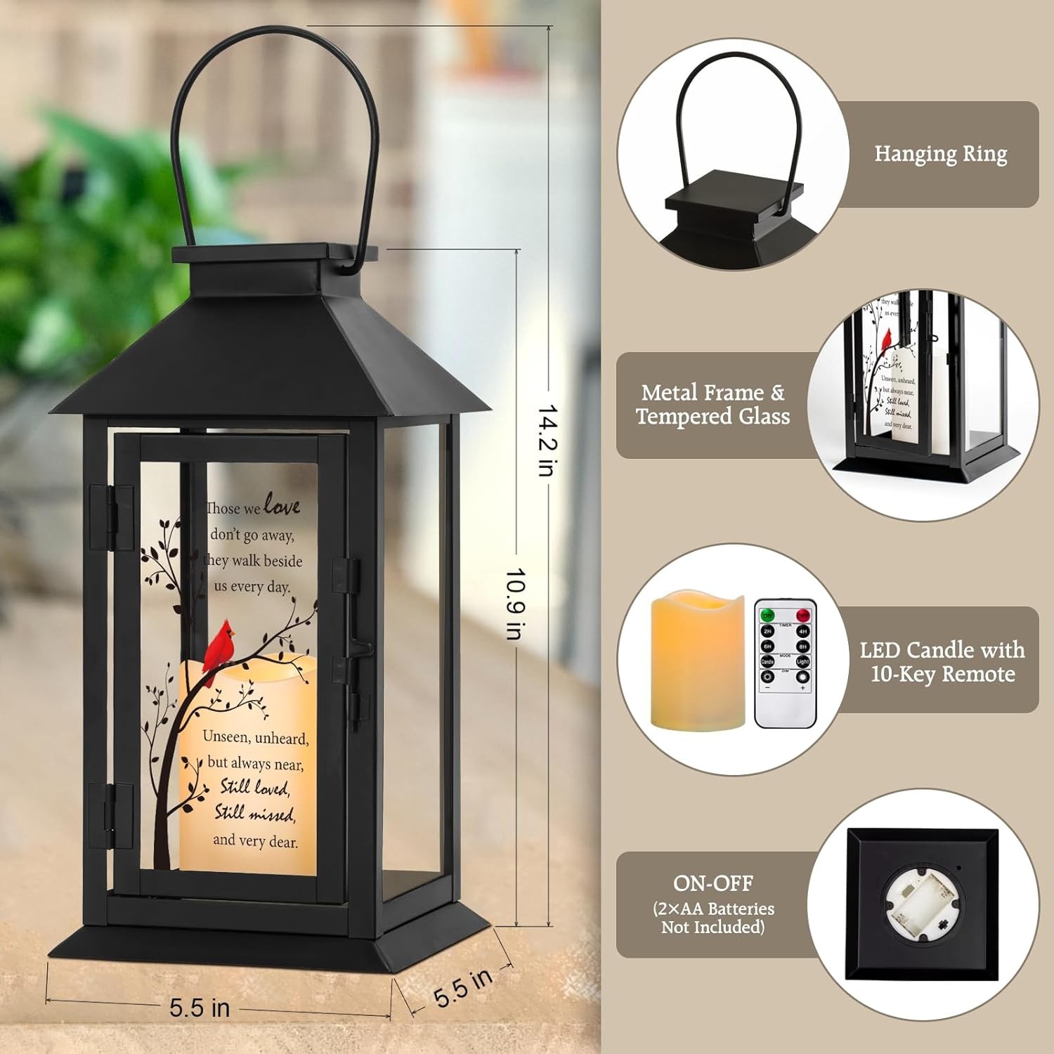 Lantern Bereavement Gifts with LED Candle and Remote Gifts for Loss of Loved One