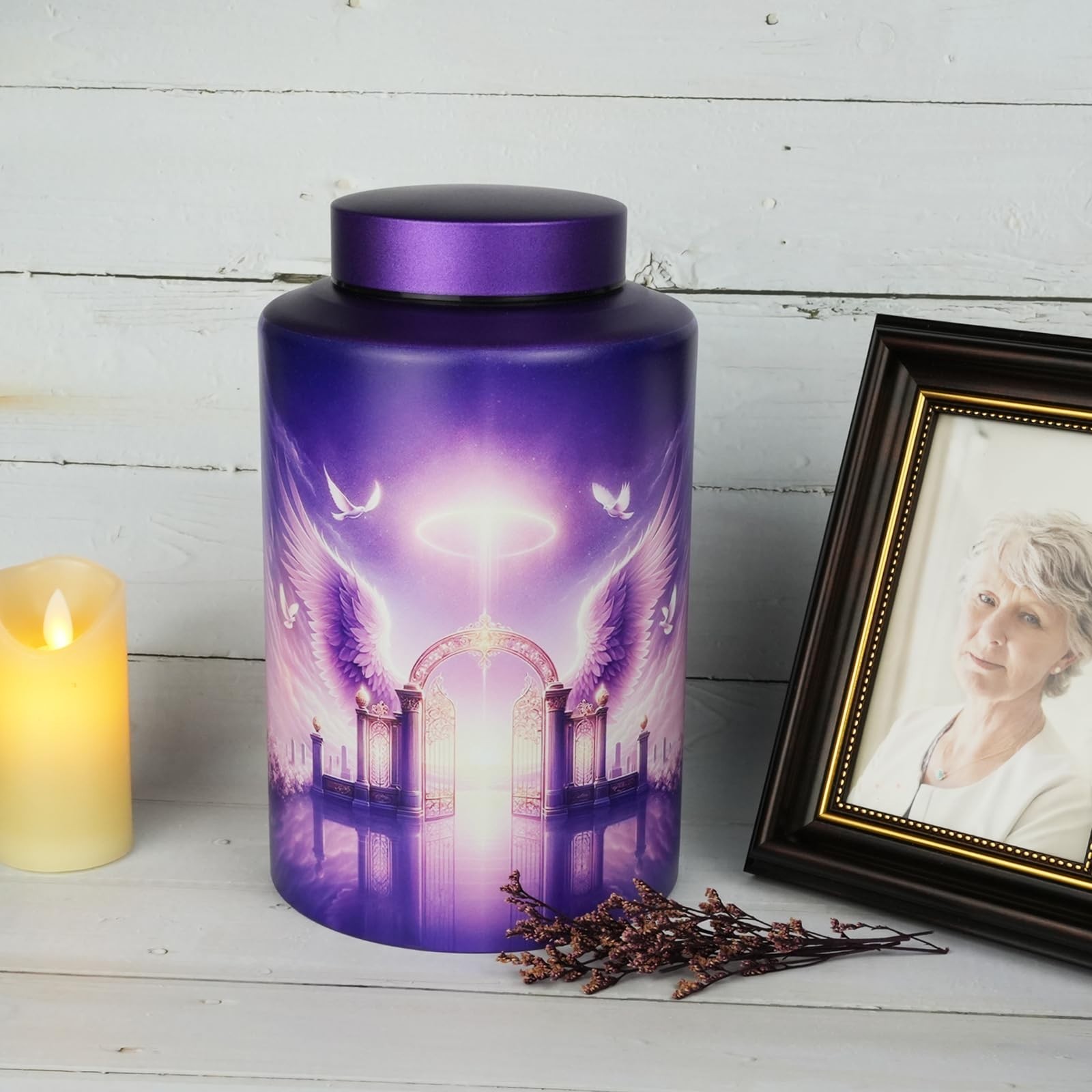 Large Stainless Steel Cremation Urn for Adult Ashes, Waterproof Memorial Keepsak