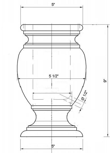 Cemetery Memorial Granite Round Vase Georgia Gray Match 5.5″ x 9″ polished