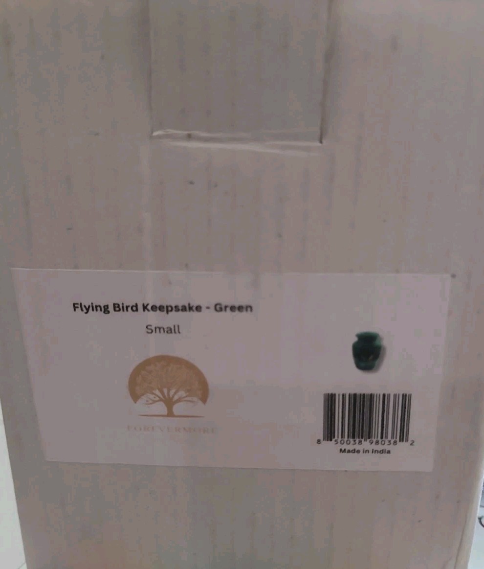 Pet Urn for Ashes Green Bird Cremation Urn Green Velvet Box And Bag Keepsake