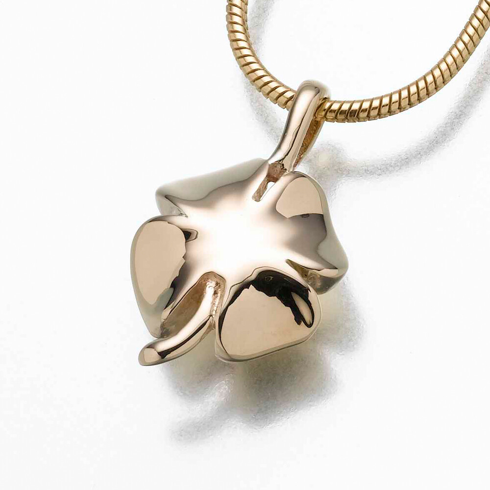 Gold Vermeil 4 Leaf Clover Memorial Jewelry Pendant Funeral Cremation Urn
